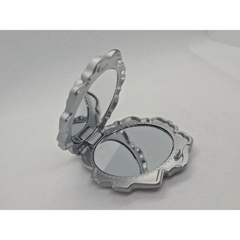 Silver‎ crome rose valentine compact purse mirror gift friendship memento